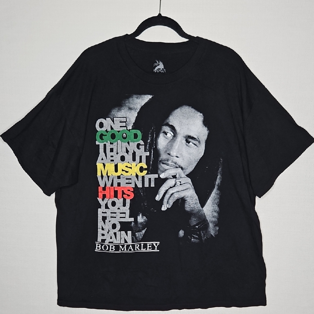 Zion Rootswear Bob Marley Graphic Black T-Shirt 100% Cotton Size XXL